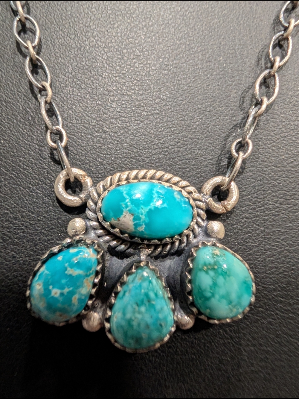 Turquoise Pendant Necklace - Sterling Silver